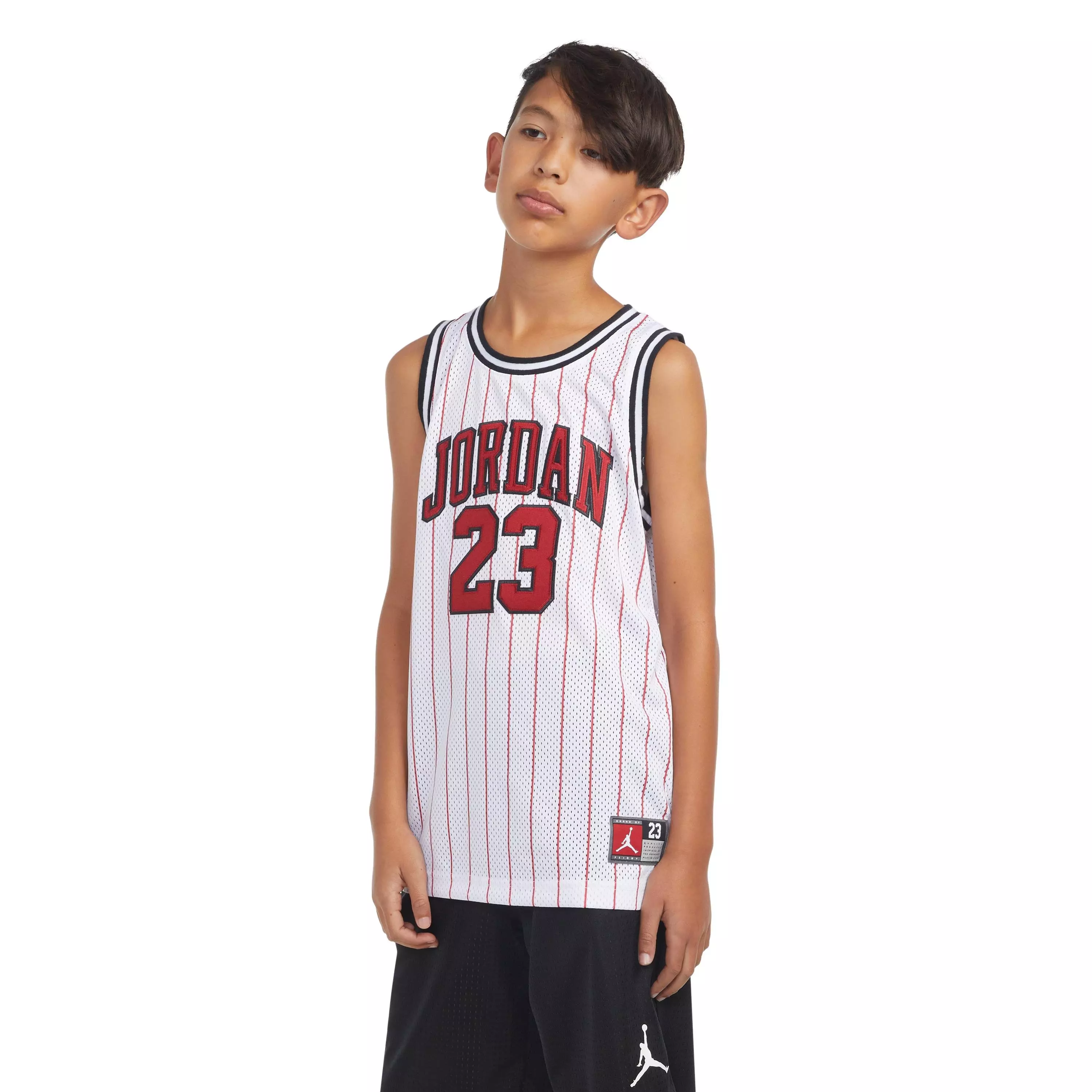 Jordan Big Boys 23 Pinstripe Jersey White Hibbett